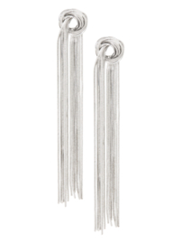 Lange Verzilverde Oorstekers Snake Kettinkjes (11cm)