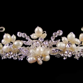 Tiara met Zoetwater Parel Bloemen