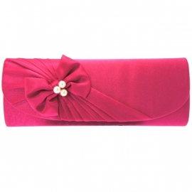 Clutch met Strik & Parels Fuchsia