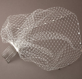 Birdcage Sluier Wit met Diamante Trim
