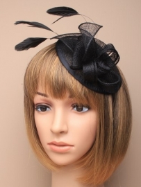 Zwarte Sinamay Fascinator