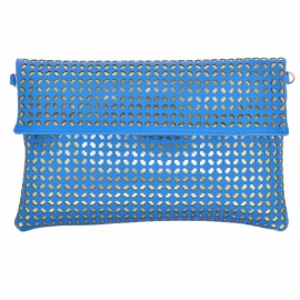 Lazer Cut Clutch Blauw-Goud