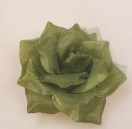 Groene Roos Haarclip & Broche