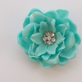 Haarbloem Gardenia met Fonkelend Hartje Tiffany Blue