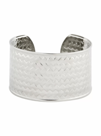 Brede Bangle met Patroon / Zilver