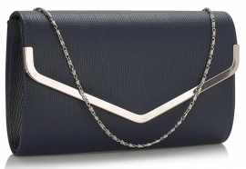 Donker Blauwe Faux Leather Clutch