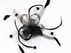 Polkadot Fascinator Zwart