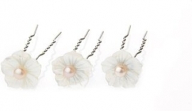 Parel Bloemen Trio Haarpinnen 3 stuks