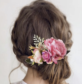 Bloemen Haarkam Roze