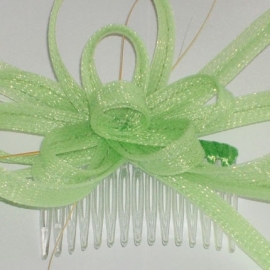 Groene Fascinator met Bruine Veertjes