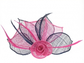 Sinamay Fascinator Fuchsia & Blauw