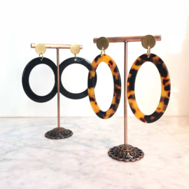 Oorstekers ronde hanger / zwart (6,5 cm)