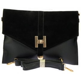 Faux Leather Enveloppe Tas Zwart