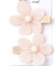 Chiffon Bloem Haarclipje Zacht Roze 2 st