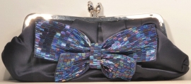 Blue Beaded Bow Bag