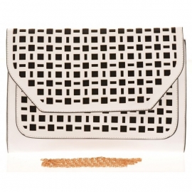 Zwart-Witte Laser Cut Clutch SALE