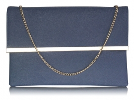 Donker Blauwe Faux Leather Clutch