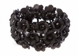 Zwarte Bloemen Armband