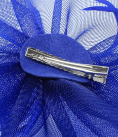 Grote Donker Blauwe Fascinator met Steentjes