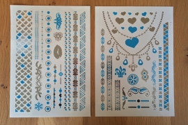 Metallic Tattoos 2 Zilver & Turquoise