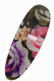 Ovalen Bloemen Haarspeld Zwart