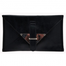 Faux Leather Zwarte Clutch