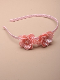 Diadeem met Parelmoer Bloemen Roze