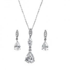 Cubic Zirconia Oorbellen & Ketting Set