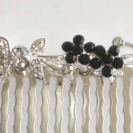 Black & Clear Butterfly and Flowers Hair Comb