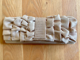 Ruffled Clutch Beige