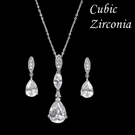 Cubic Zirconia Oorbellen & Ketting Set