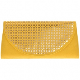 Grafische Lazer Cut Clutch Geel-Goud