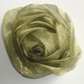 Olijfgroene Chiffon Roos Hair Clip & Broche