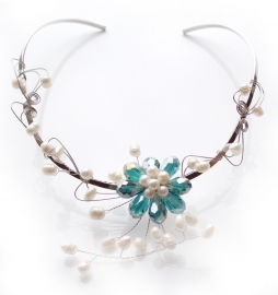 Donker Turquoise Bloem Ketting