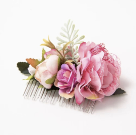 Bloemen Haarkam Roze