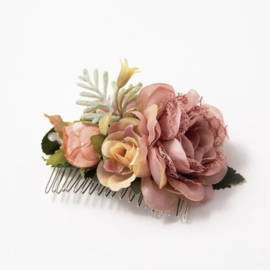 Bloemen Haarkam Oud Roze