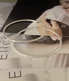 Creolen met Textuur (5cm) Zilver