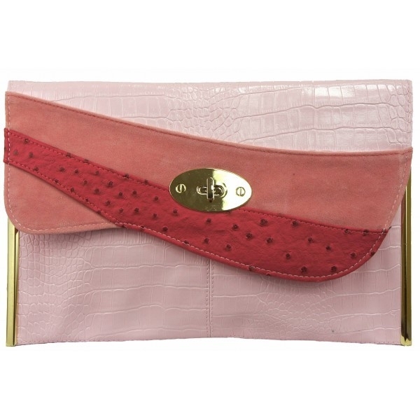 Grote Faux Leather Clutch Roze