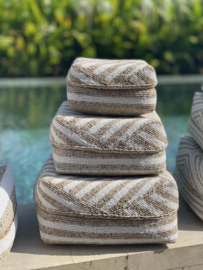 Kralen offermand   naturel/ witte  zebra  streep  Laag model 26N6