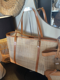 Lederen rotan tas XL