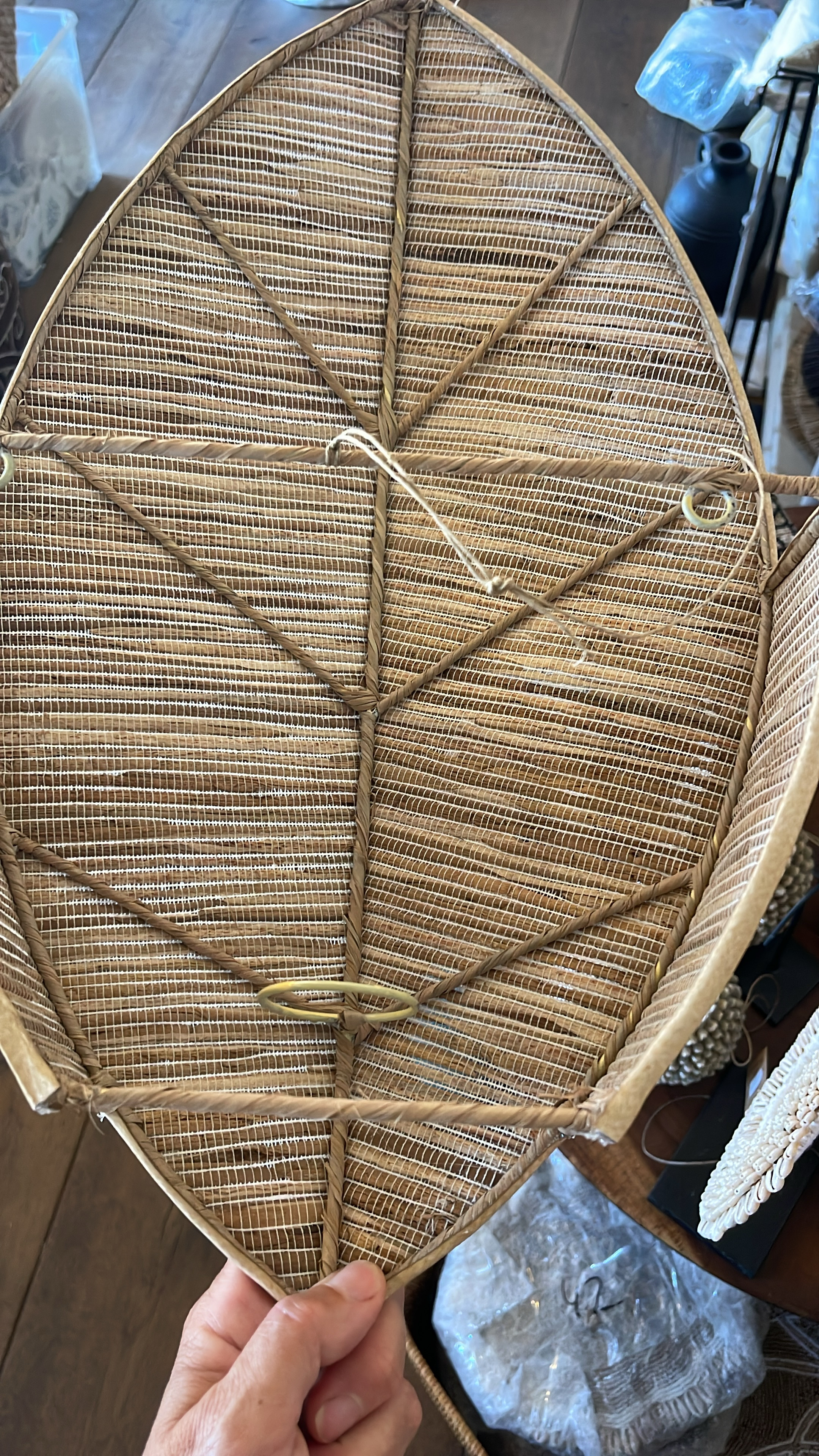 Rotan wandlamp Blad Large