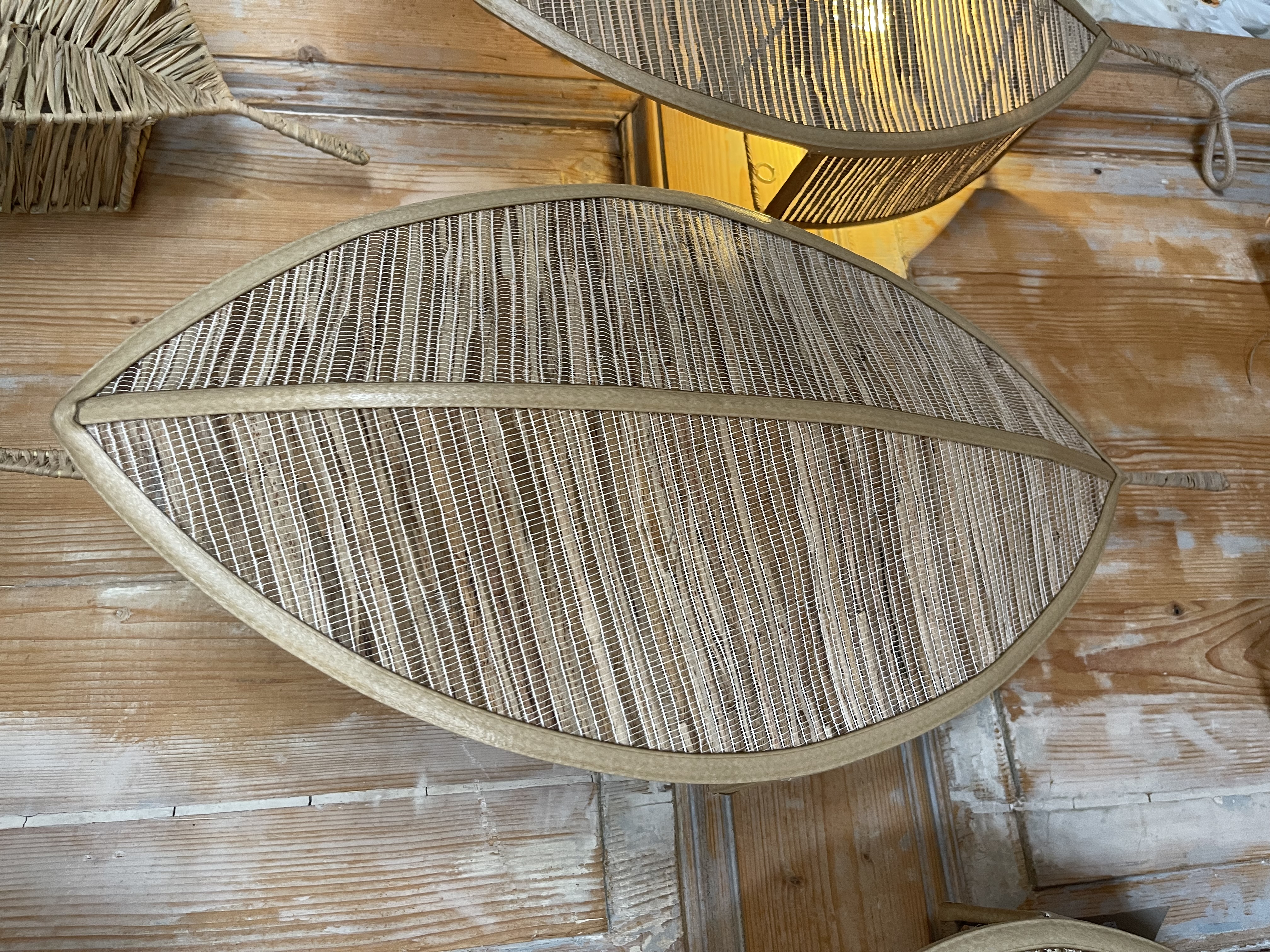 Rotan wandlamp Blad Large