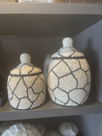 Kralen deco  potten met deksel woondecoratie