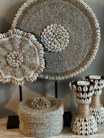 Schelpen kandelaar hout voor waxinelichtje