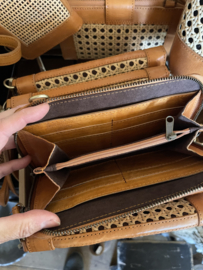 Lederen rotan portemonnee tan kleur