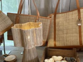 Lederen rotan tas XL
