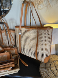 Lederen rotan tas XL