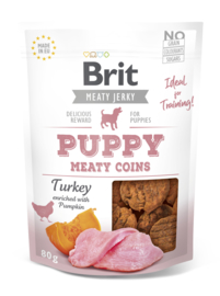 Brit Jerky Meaty Coins Puppy Turkey 80 gram