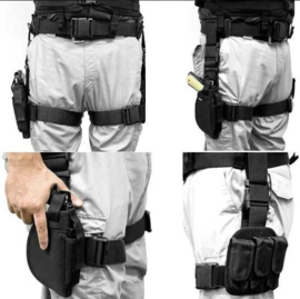 (4226) Universeel Drop Leg Holster met drievoudig magazijntasjes en koppelriem