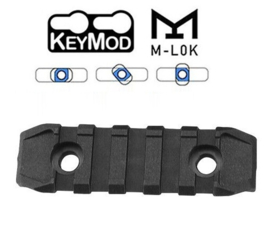 (4225) M-LOK / KeyMod Rail Section 5 Slot Short Black